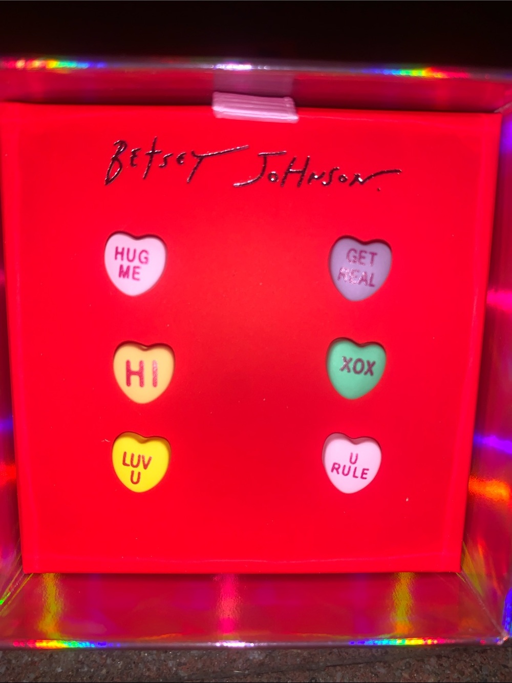 🆕- Betsey Johnson Candy Heart Multicolor Stud Earring Set